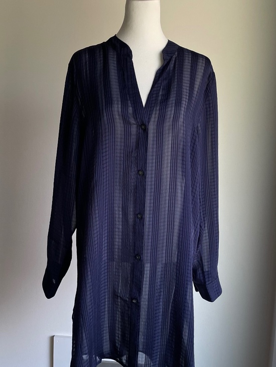 Tommy Bahama Tops - Tommy Bahama Cadiz Boyfriend Beach Shirt Coastal Lagenlook - Navy Blue, Size XL